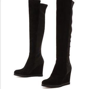 Stuart Weitzman Demiswoon black suede wedge boots